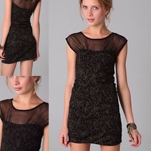FREE PEOPLE Starlight Lace Metallic Jersey Bodycon